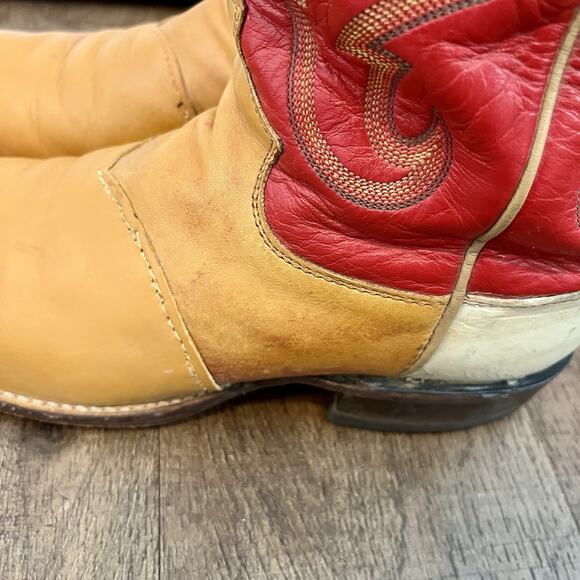 Vintage Justin Boots / Size 9/ Tricolored #5304 / Saddle Latigo/ 1998 main image 11